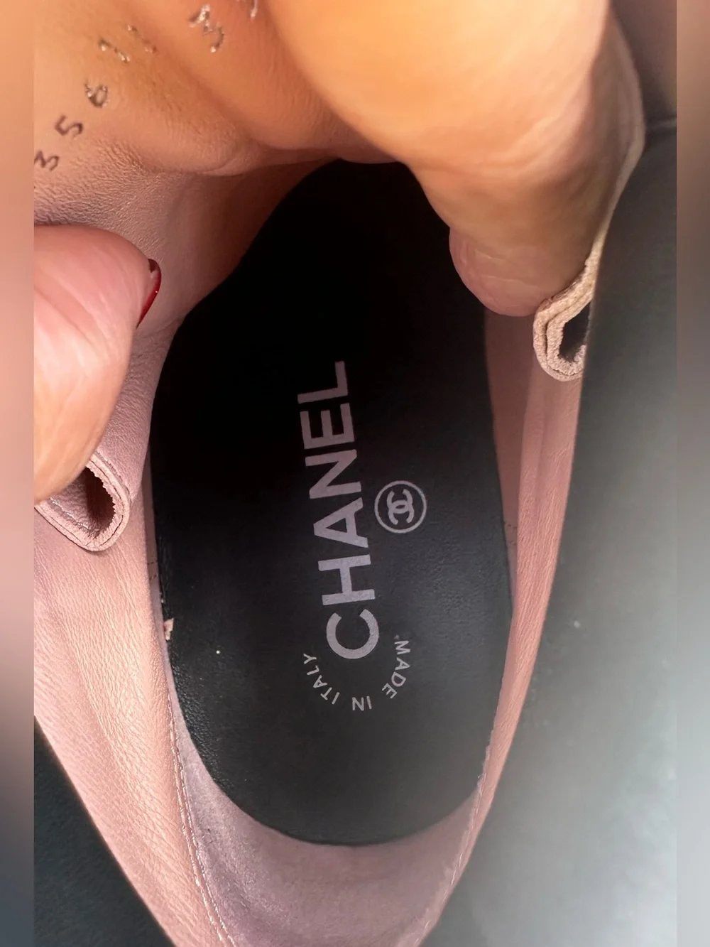 Chanel Pink suede and leather lace-up combat boots  Cc Logo. US Sz 8- 8.5 EU 39